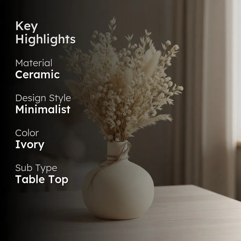 Round Ivory Minimal Ceramic Vase media 2