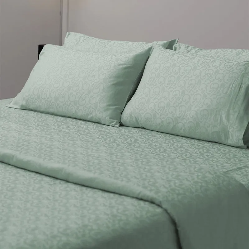 Coral Bloom Jacquard Pillow Cover (Sage) - Set Of Two media 1