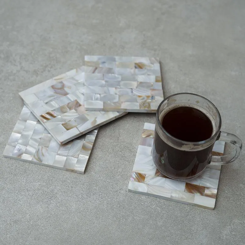 Casper Square Mother Of Pearl Coaster - Set Of Four media 4