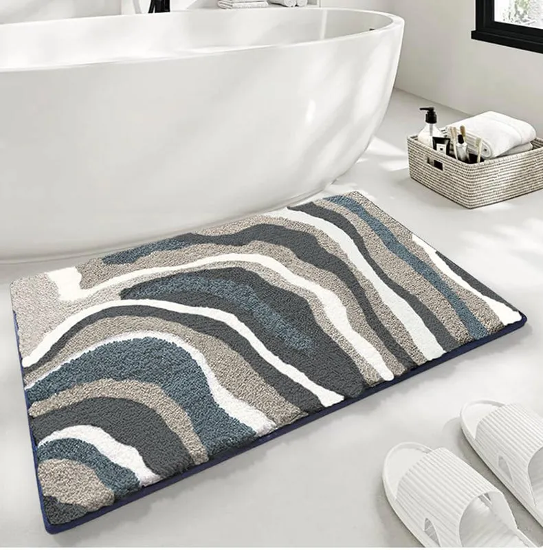 Wavy Whirls Microfiber Bath Mat - Grey media 4