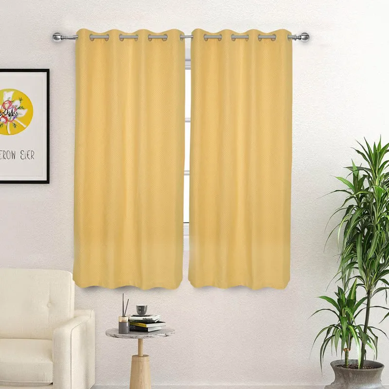 Form Ease Cotton Room Darkening Curtains (Yellow) - Set Of Two media 3