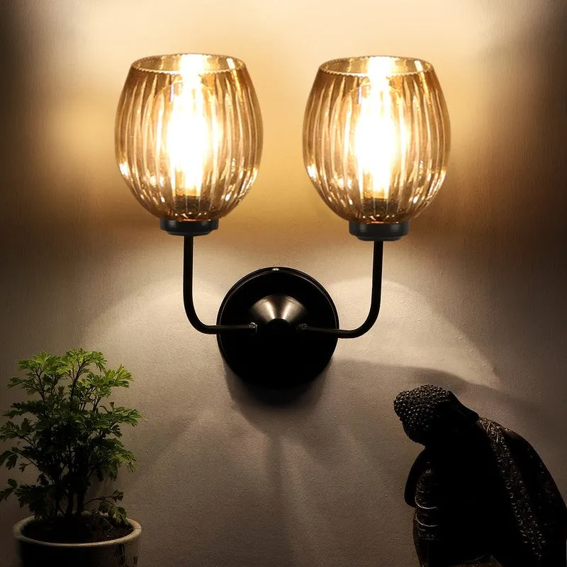 Golden Glow Dual Shade Glass Wall Lamp media 4