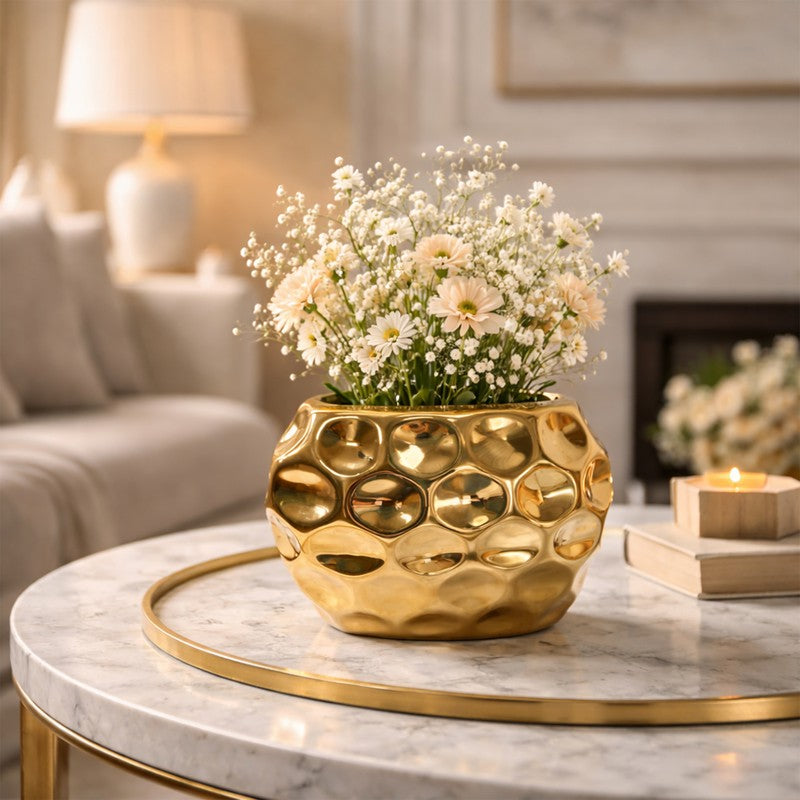 Pureva Ceramic Vase - Gold media 5