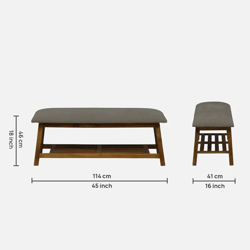 Grid Mango Wood Shoe Rack - Grey media 10