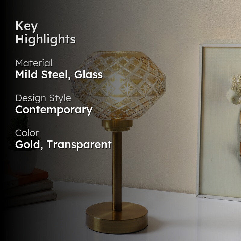 Loriella Elegant Mild Steel Table Lamp - Gold,Transparent media 2