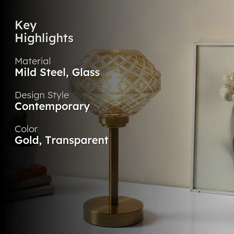 Loriella Elegant Mild Steel Table Lamp - Gold,Transparent media 2
