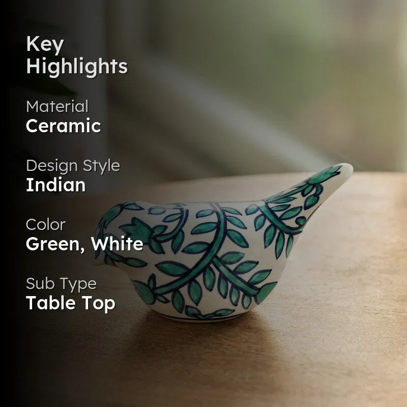 Perching Bird Ceramic Handpainted Showpiece) media 2