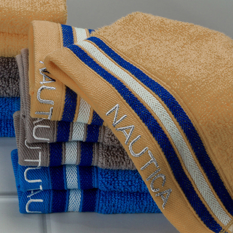 Nautica Dove Down Cotton Face Towel (Grey,Blue & Beige) - Set Of Twelve media 3