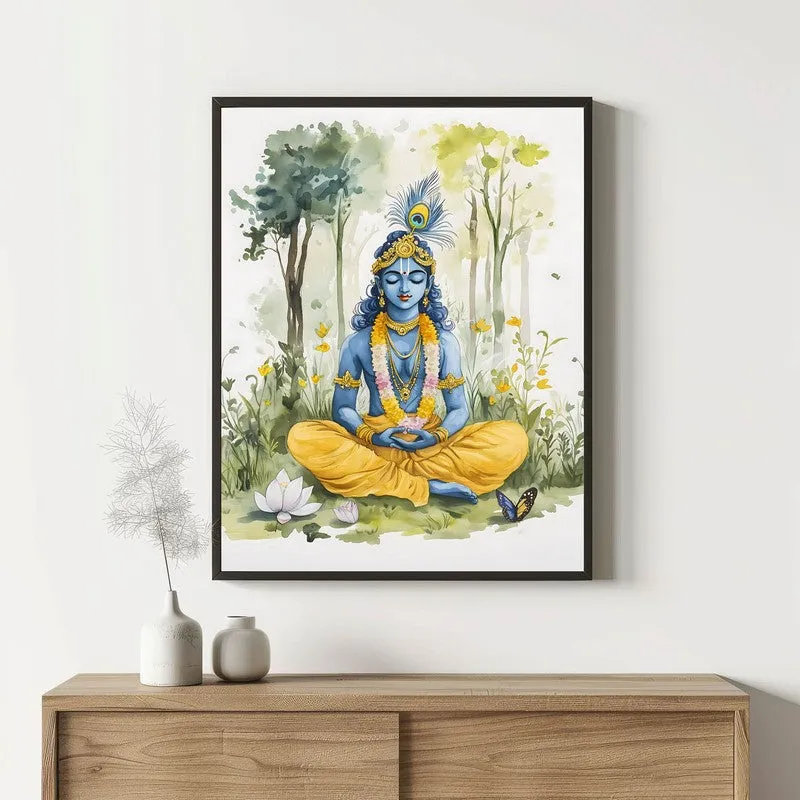 Sacred Balachandra Spiritual Archival Paper Wall Painting With Frame - Black media 1