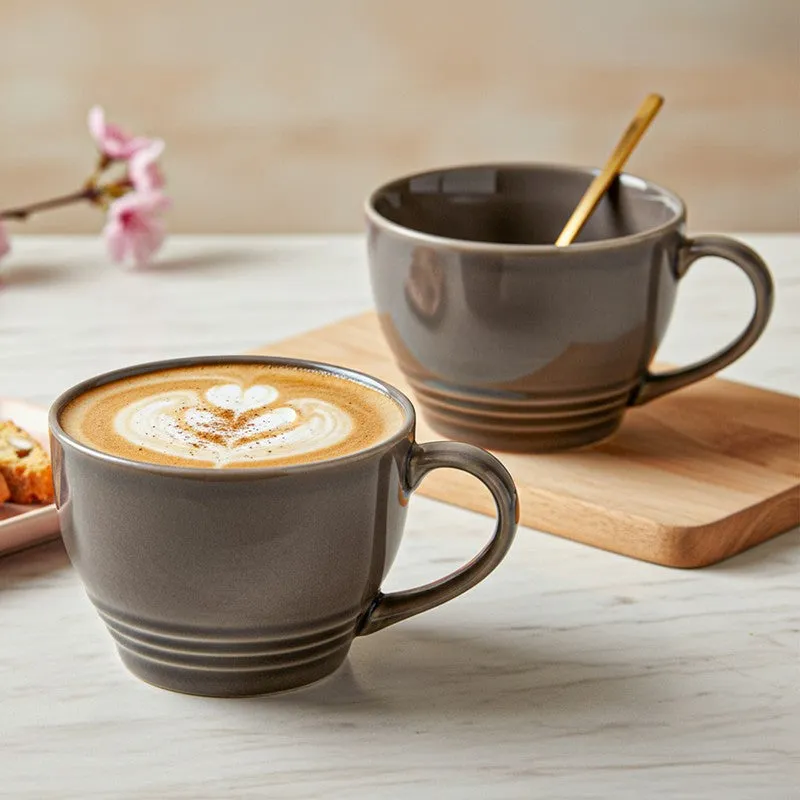 Gradient Brew Ceramic Coffee Mug (Smoke Grey/500 mL Each) - Set Of Two media 1