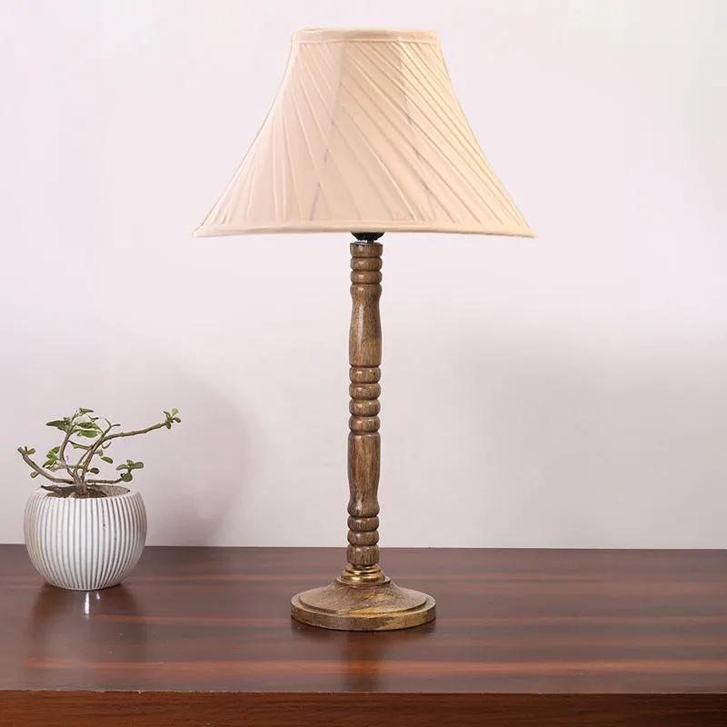 Hex Glow Table Lamp With Wooden Base - Ivory,Brown media 3