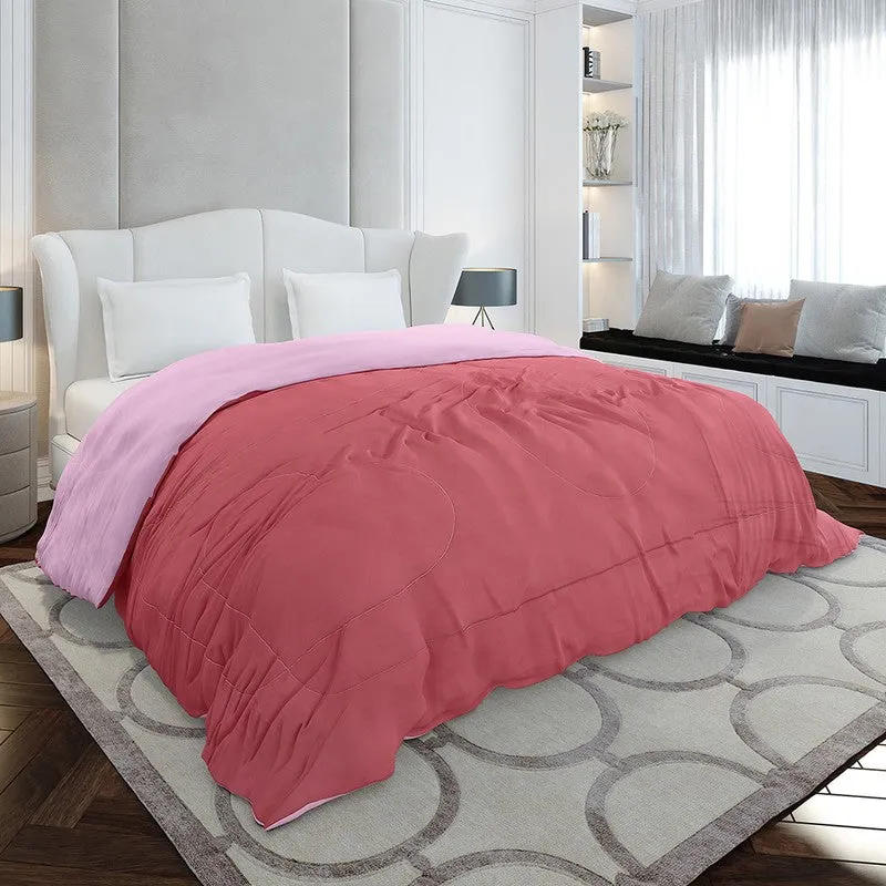 Monte Carlo Softelle Solid Polyester Reversible Comforter (Magenta & Light Pink) - 110 GSM media 1
