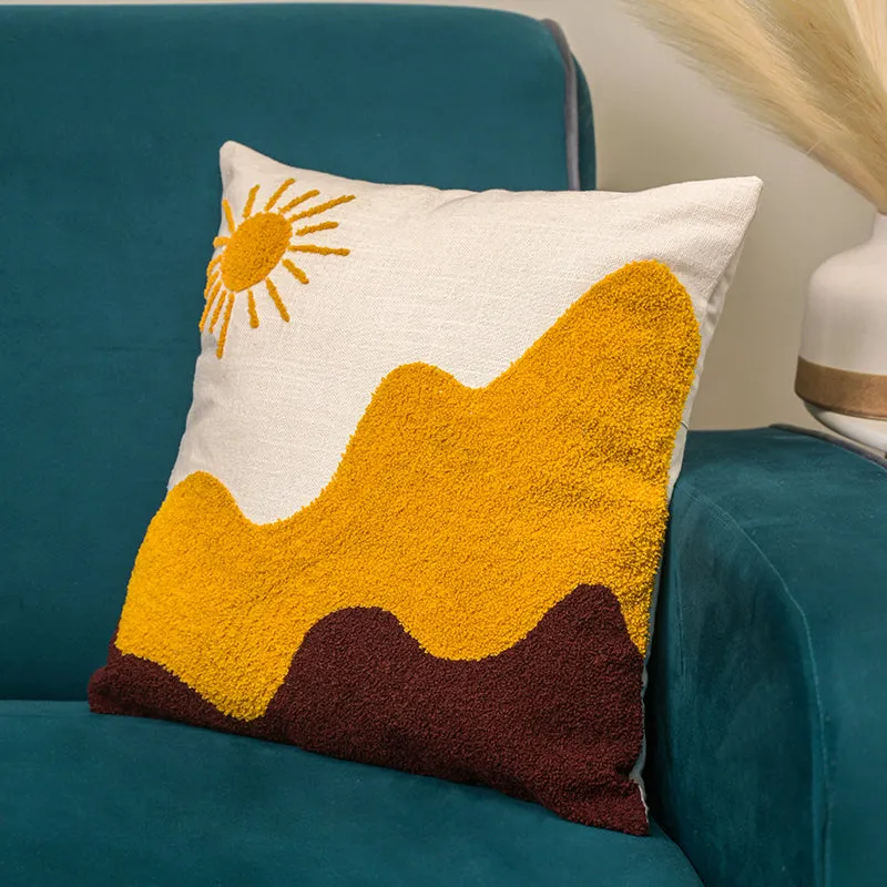 Sunset Hues Embroidered Cushion Cover media 1