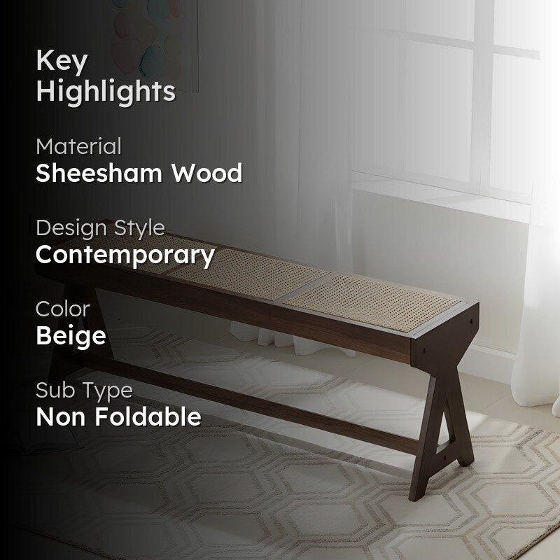 Clario Sheesham Wooden Bench - Beige media 2