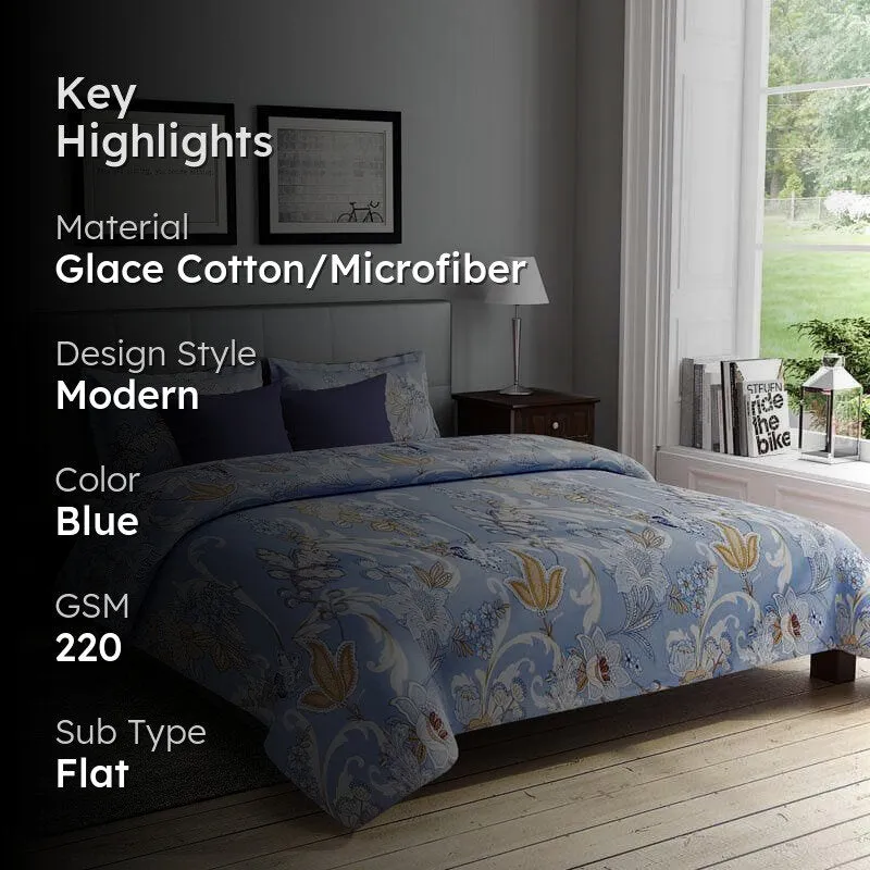Meadow Bell Floral Microfiber Bedsheet - 220 GSM media 2