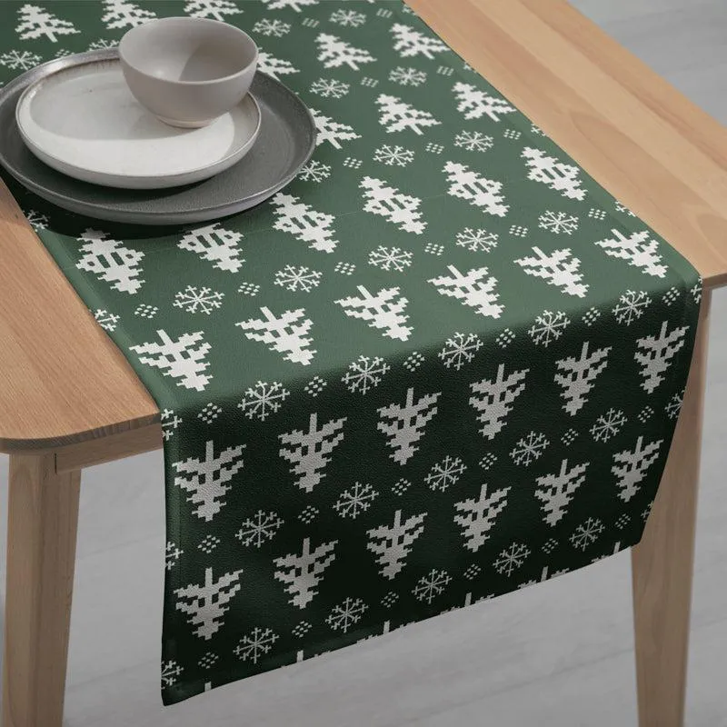 Holiday Doodles Cotton Canvas Table Runner - Green media 7