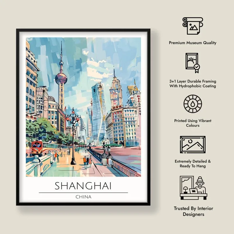 Vintage Shanghai Framed Canvas Wall Painting media 8
