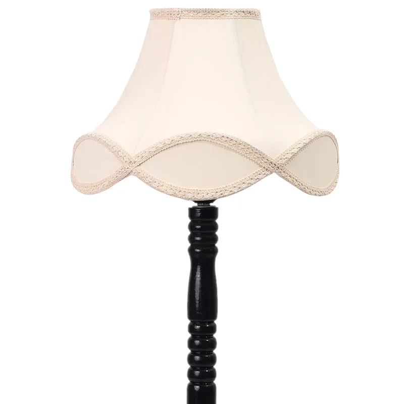 Misty Glow Table Lamp With Carved Wooden Base - Ivory,Black media 6