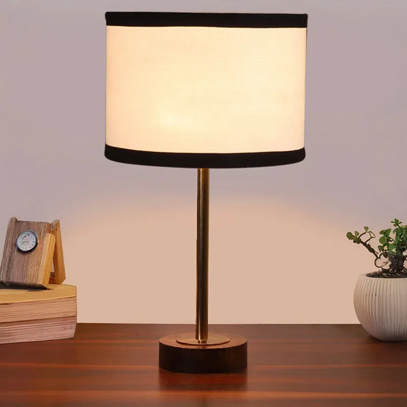 Cotin I Stripe Rodin Wooden Table Lamp - White,Gold,Brown media 2