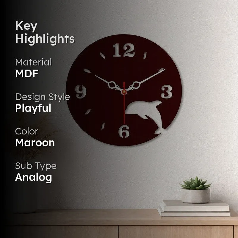 Ocean Leap Dolphin Wooden Wall Clock media 2