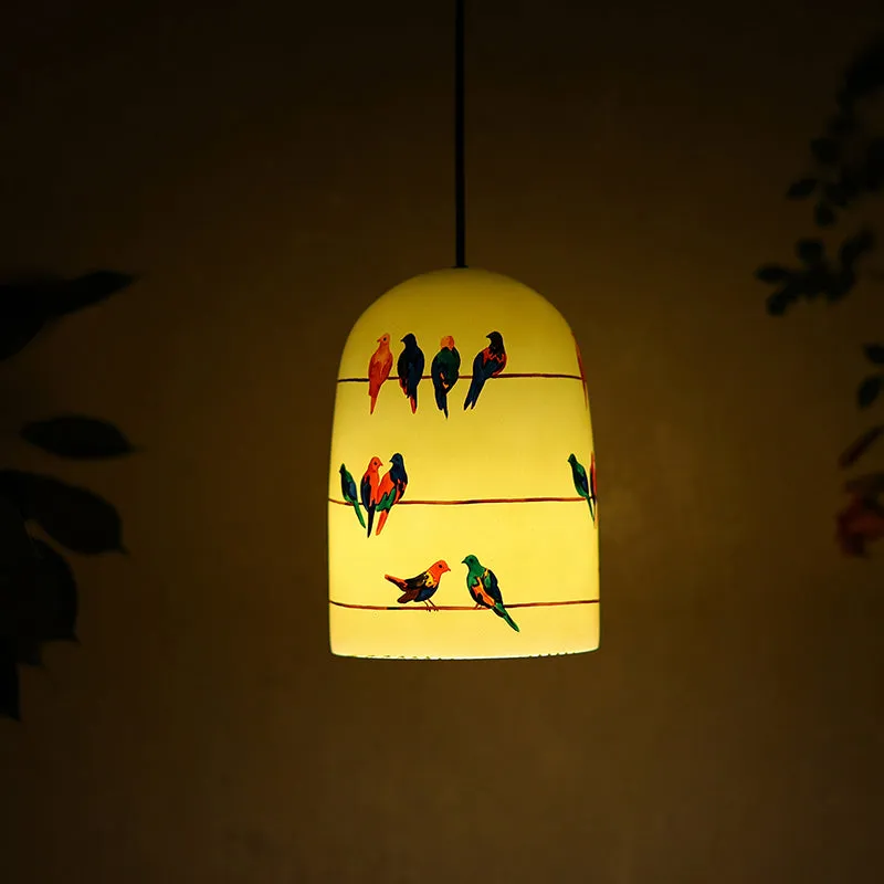 Perch & Glow Hand Painted Glass Hanging Lamp media 1