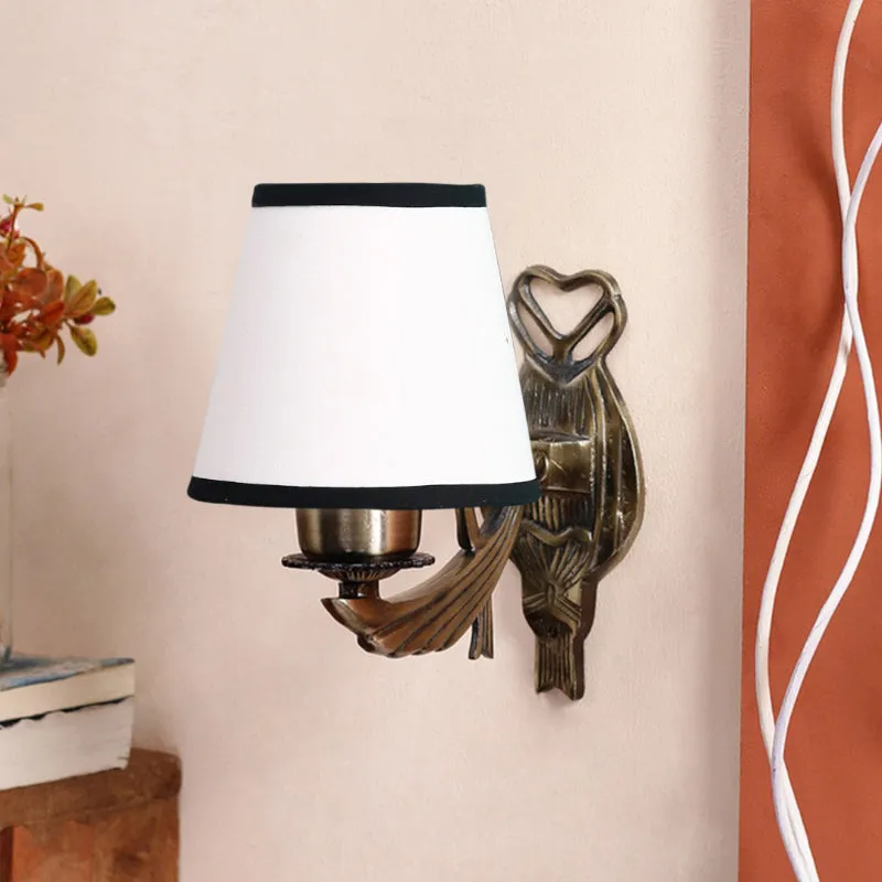 Love Gleam Atva Conical Fabric & Metal Wall Lamp - White & Black media 3