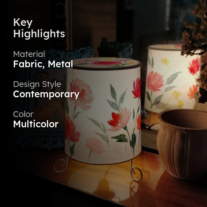 Drepo Flora Handpainted and Metal Fabric Table Lamp - Multicolor media 2
