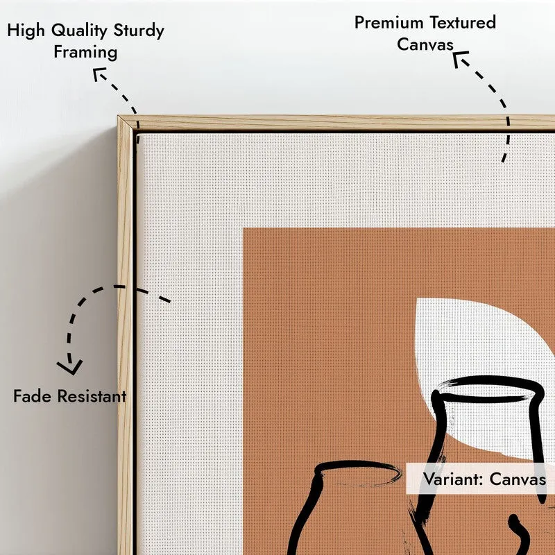 Earthen Trio Canvas Wall Painting With Brown Frame media 7