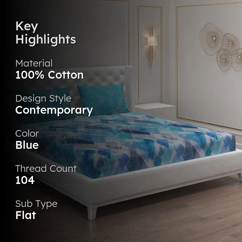 Monte Carlo Modern Muse Cotton Bedsheet (Blue) - 104 TC media 2