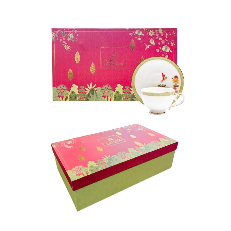 Painted Blooms 24k Gold Brushed Porcelain Tea Cup & Saucer (300 mL) - Set of Six media 9