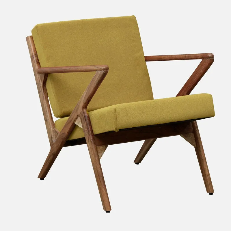 Metrona Acacia Wood Accent Chair - Yellow media 3