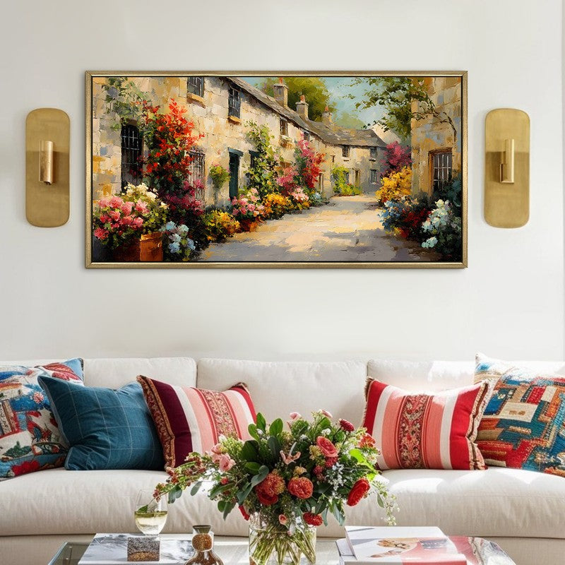 Blossom-Wrapped European Cottage Wall Art