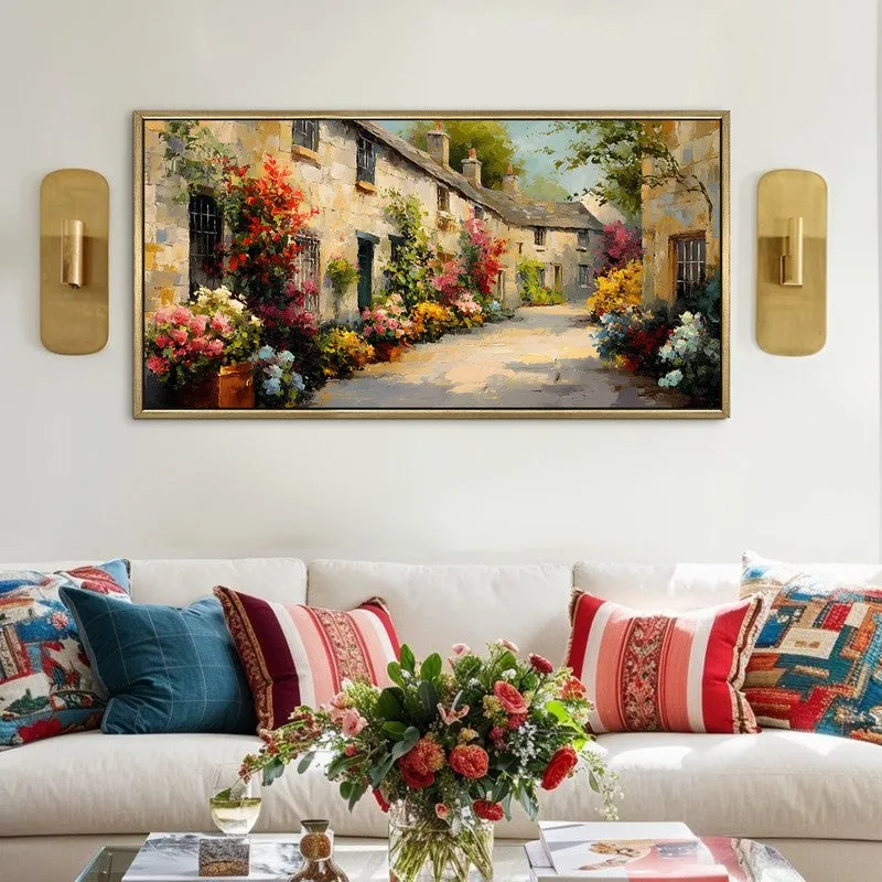 Blossom-Wrapped European Cottage Wall Art media 1