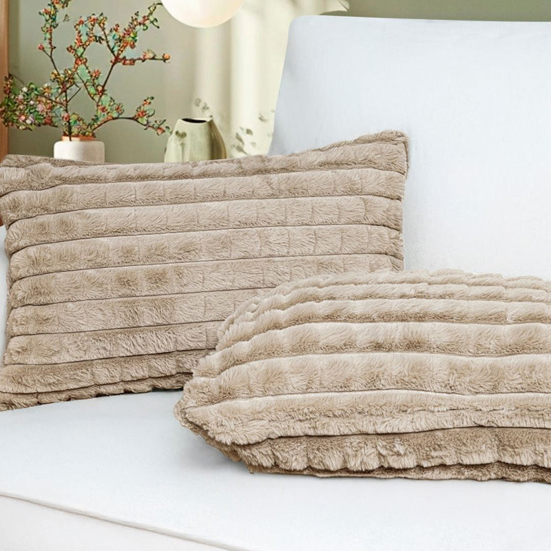 Frost Waffle Beige Cushion Cover (Rectangle)  Set of Two media 3