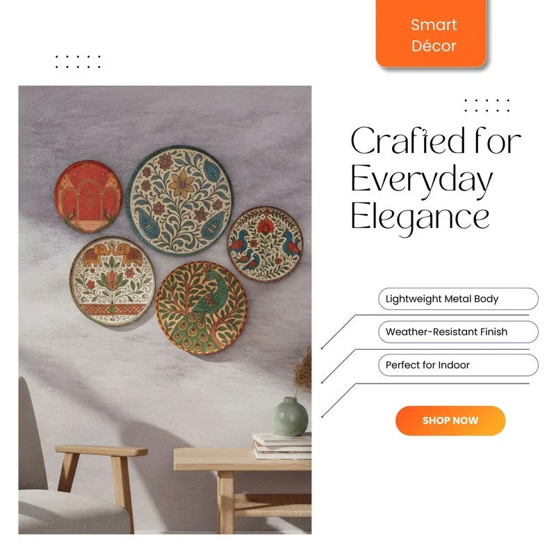 Floral Raga Wall Plates - Set of Five media 6