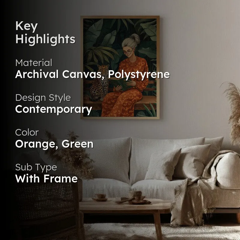 Story In Savanna Canvas Wall Painting - Brown Frame media 2