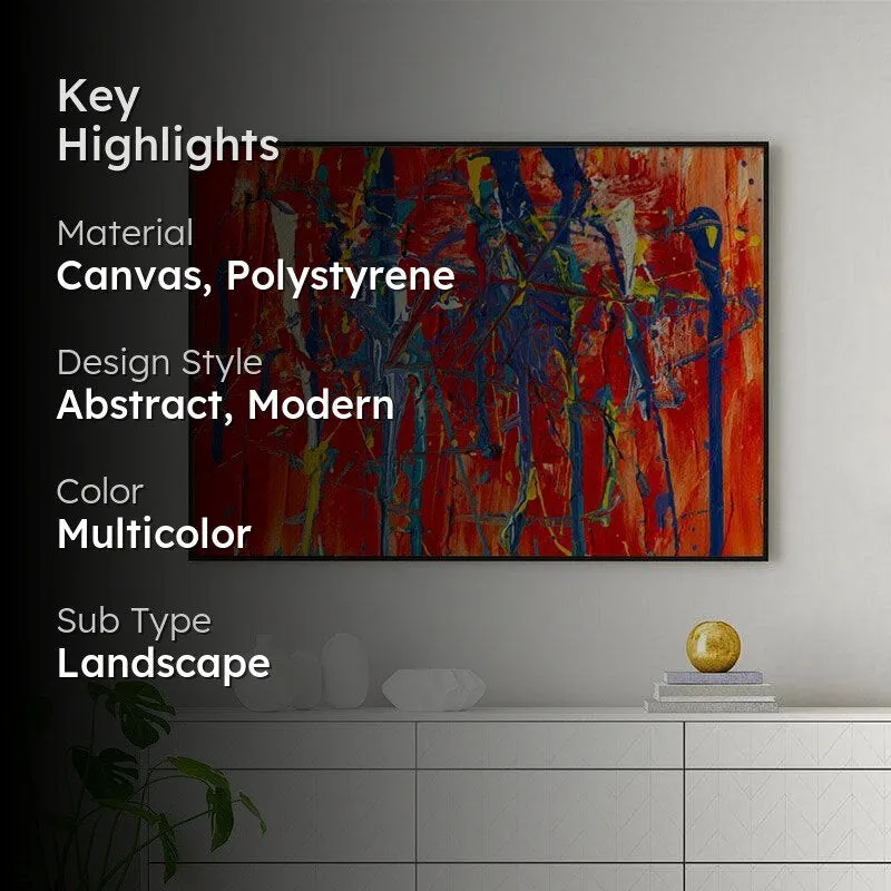 Blue And Red Canvas Wall Painting - Black Frame media 2