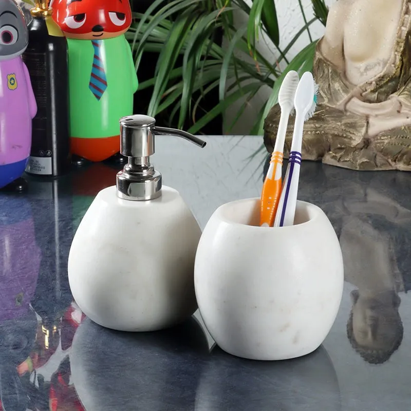 Sofi Marble Bathroom Set (Silver) - Two Piece Set media 1