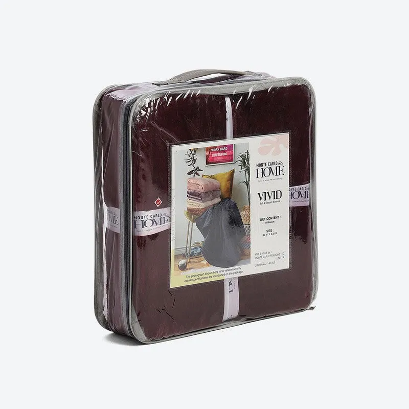 Monte Carlo Luxora Solid Polyester Blanket (Wine) - 300 GSM media 7