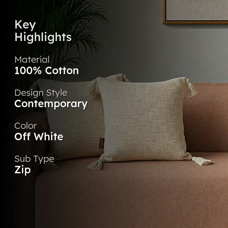 Claira Solid Cushion Cover (Off White) - Set Of Two media 2