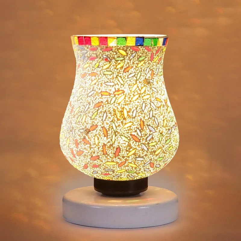 Gloriva Mosaic Glass Table Lamp With Wooden Base - Multicolor media 6