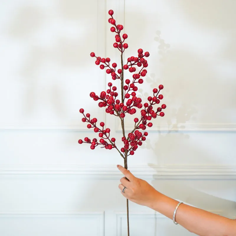 Faux Cherry Blossom Flower Stick (Red) - 32 CM media 1
