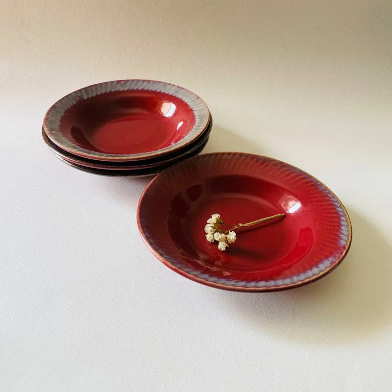 Raisel Pasta Plate (Maroon) - Set Of Four (7 Inches) media 1