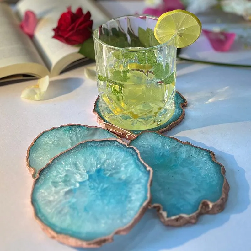 Verve Luxe Agate Coaster (Turquoise) - Set Of Four media 1