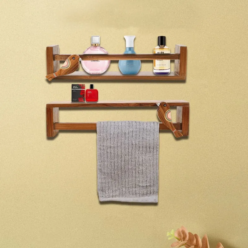 Teak Wall Shelf - Set Of Two media 1