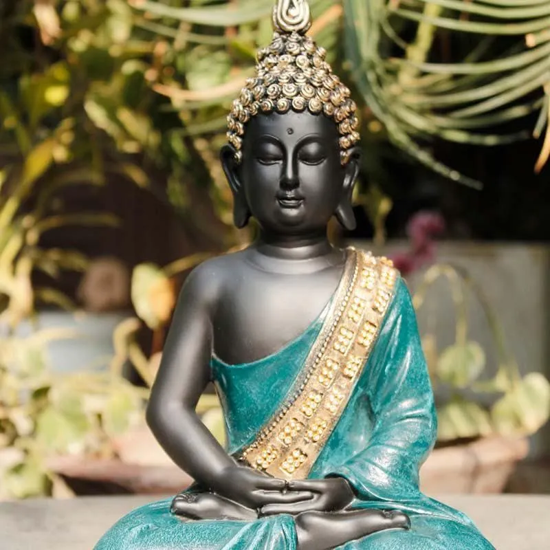 Buddha In Meditation Statue- Green media 3