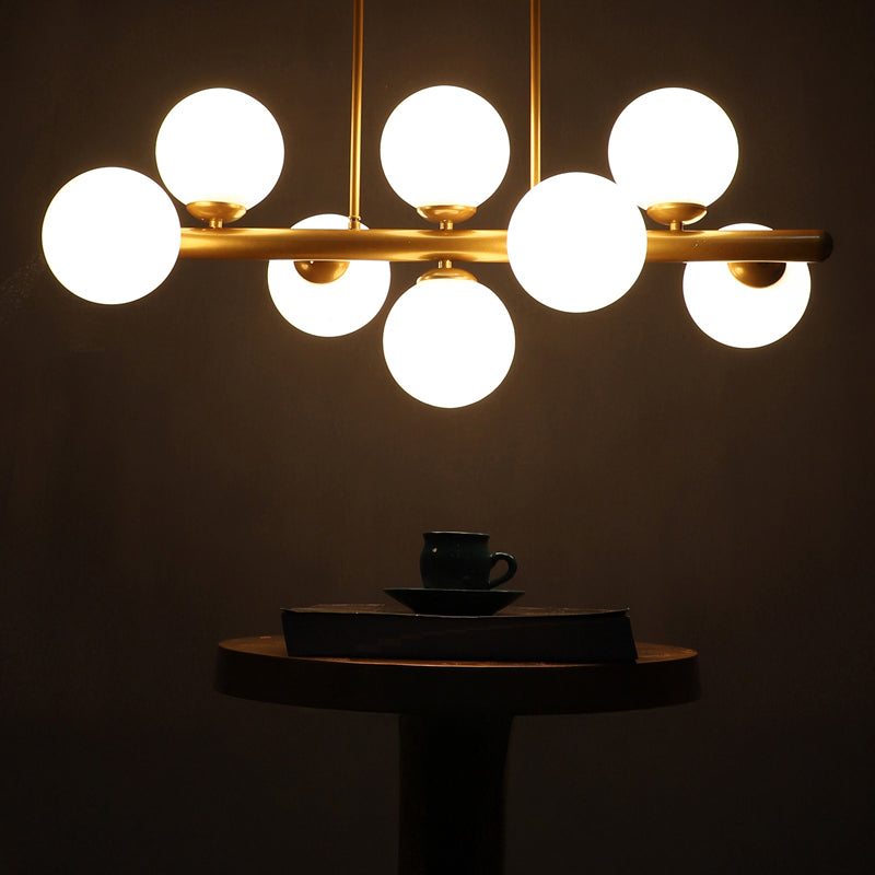 Orbette Sphere Glass Ceiling Lamp - Gold & White