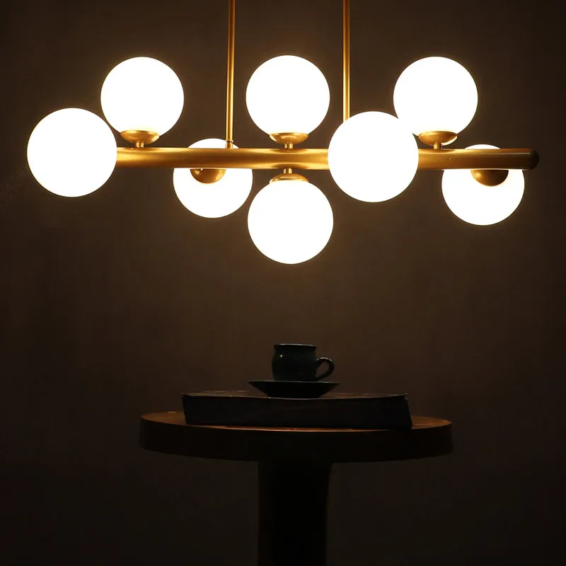 Orbette Sphere Glass Ceiling Lamp - Gold & White media 1