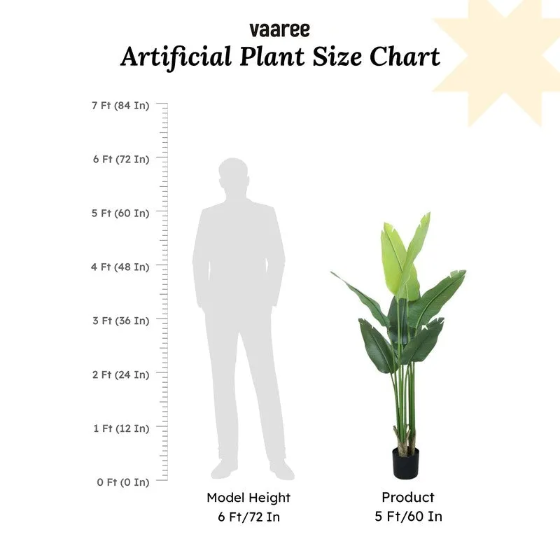 Artificial Travellers Palm Plant With Black Fiber Pot - 4.9 Feet media 7