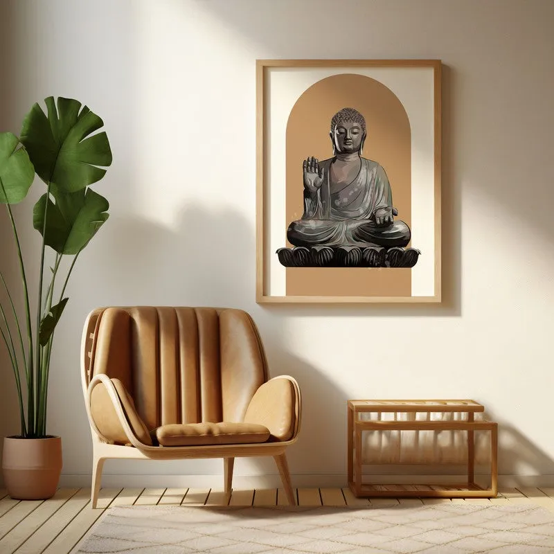 Palm Of Peace Archival Paper Wall Art - Natural Brown Frame media 4